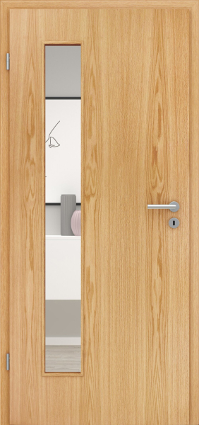 Zimmertür Echtholz Furnier Eiche mit Lichtausschnitt No. 3